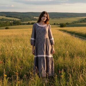 Vintage 70s 80s Prairie Cottagecore Dress Medium